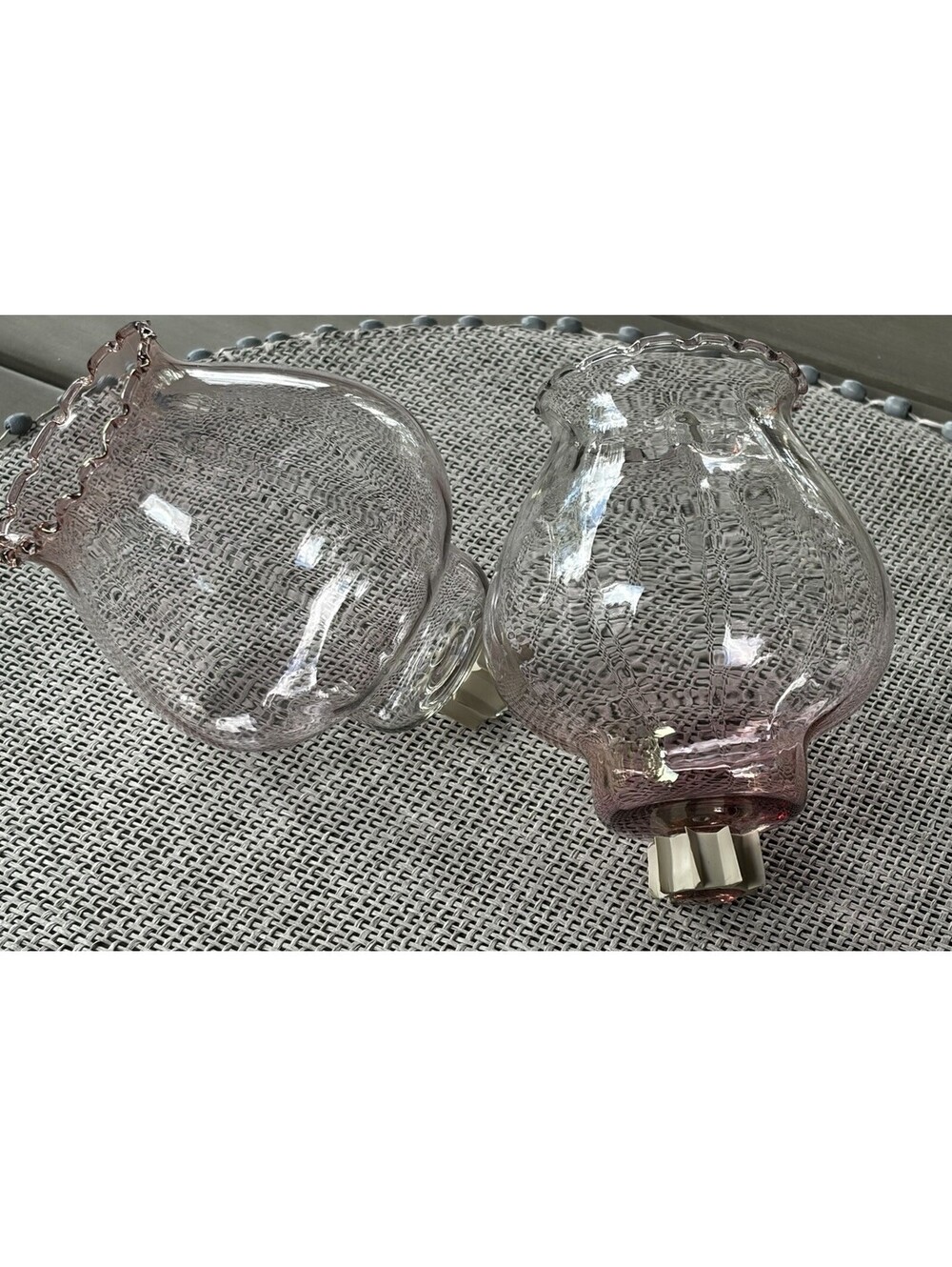 2 HOMCO 1192-BL Pink Celeste Glass PEG Votive Cup Candle Holders with Grommets